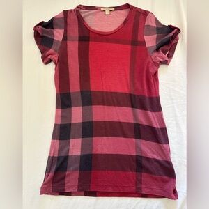 Authentic Burberry Brit Tee Small Red and Black Plaid T-Shirt